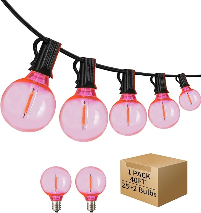 40FT LED Outdoor String Lights Waterproof, G40 LED Globe Outdoor Lights for Patio with 27 Edison Vintage Shatterproof Bulbs, Connectable Backyard Lights for Garden, Bistro, Porch, Cafe