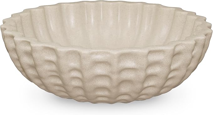 Modern Decorative Bowl, Sculptural Resin Display Bowl for Home Decor, Large Centerpiece for Kitchen Counter or Entry Table, Key Bowl or Fruit Bowl, Beige