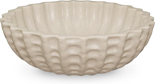 Modern Decorative Bowl, Sculptural Resin Display Bowl for Home Decor, Large Centerpiece for Kitchen Counter or Entry Table, Key Bowl or Fruit Bowl, Beige