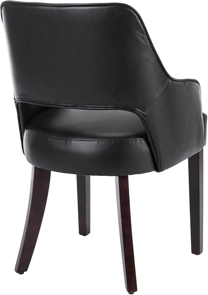 PU Leather Dining Chairs Set of 6 Upholstered Farmhouse Kitchen Chair Side Chairs Wood Accent Chair for Living Room/Dining Room/Bedroom/Restaurant, pgraded Size, Black