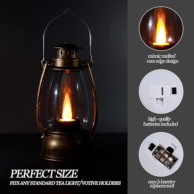 Mini Lanterns 12-Pcs LED Small Lanterns Decorative Indoor Outdoor Hanging Lantern Decorative Candle Lanterns Farmhouse Decor for Weddings Western Camping Party Halloween Christmas Decorations