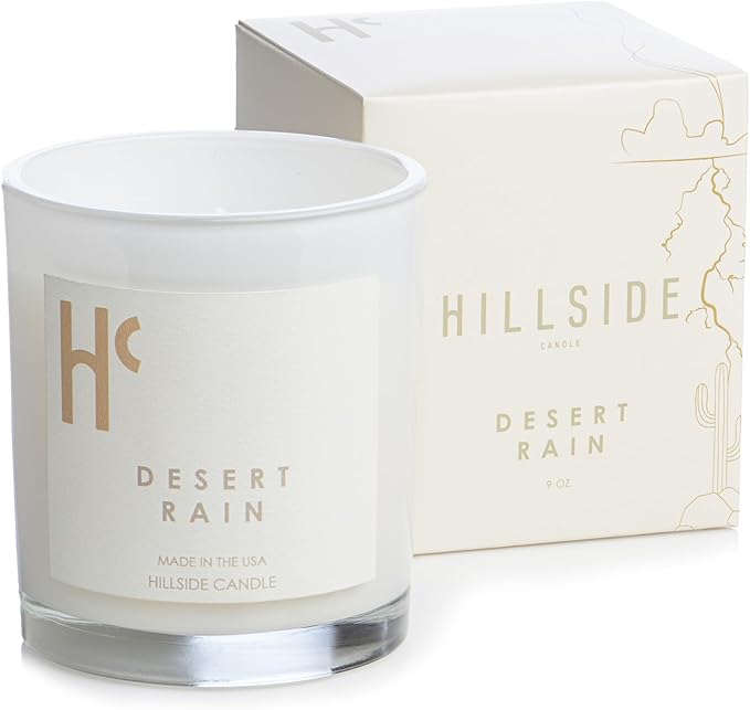 Desert Rain Single Wick Soy Candles, Luxury Scented Candles for Home - Up to 60 Hour Burn Time, Cruelty-Free Soy Wax Blend - Rain Fragrance, Notes of Cardamom & Apple Blossom (9 oz)