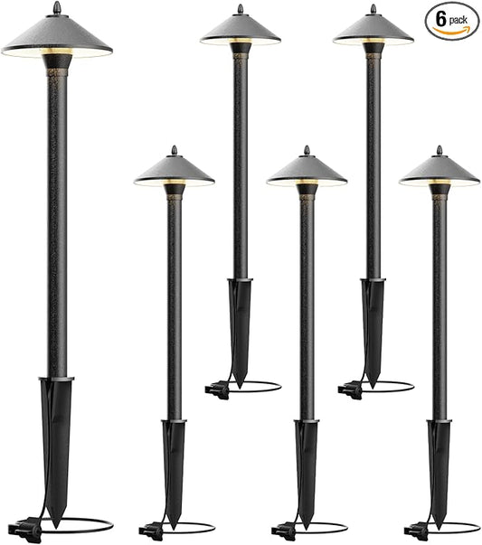 Low Voltage LED Pathway Lights 1.2W Outdoor Landscape Lighting 6 Pack 40 Lumen Landscape Path Lights 2700K for Lawn Patio Yard Walkway Driveway Pathway Garden