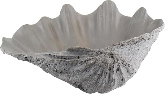 Medium Grey Scalloped Clam Shell Bowl Sea Shell Decor for Nautical Beach House,Coastal Decor Gift of Housewarming and Wedding Party