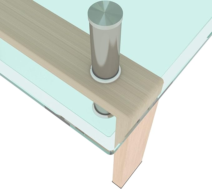 Tempered Glass Coffee Table, Modern 2 Tiers Clear Coffee Table, Size 39.37in x 23.62in