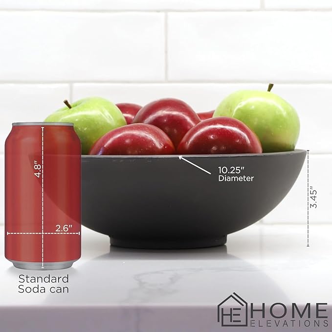 Concrete Fruit Bowl for Kitchen Counter – Dark Gray Decorative Pedestal Bowl for Dining Table, Entryway, or Coffee Table – Large Key Dish for Modern Home Decor Centerpiece