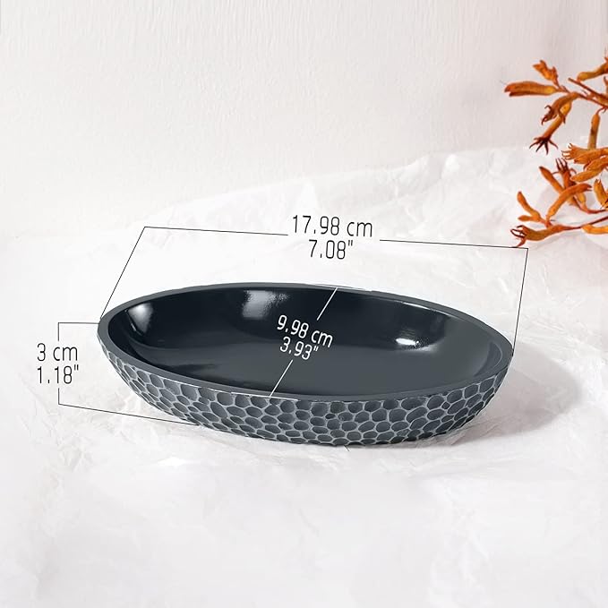 Jewelry Dish, Honeycomb Resin Ring Holder Jewelry Tray Key Bowl Decorative Trinket Dish for Vanity Entryway Table Home Decor, Gray
