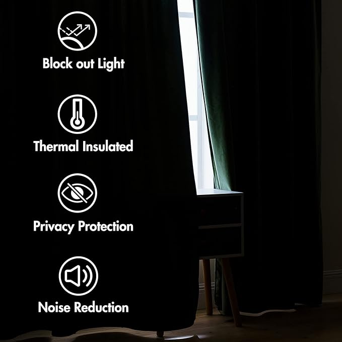 MIULEE Velvet Curtains 120 inches - Luxury Blackout Curtains for Bedroom Living Room Thermal Insulated Super Soft Window Drapes Rod Pocket & Back Tab, Olive Green, W52 x L120 inches, 2 Panels