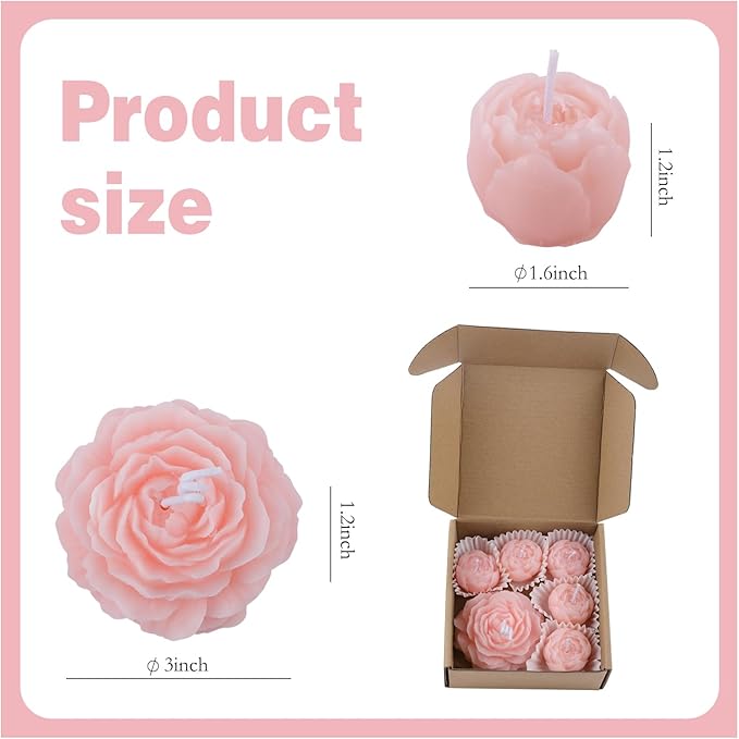 6pc Baby Shower Candle Favors for Guest DIY Floating Candles Party Favors Bulk Scented Tealight Candles Gender Reveal Gifts Return Gifts (Flower-Pink)