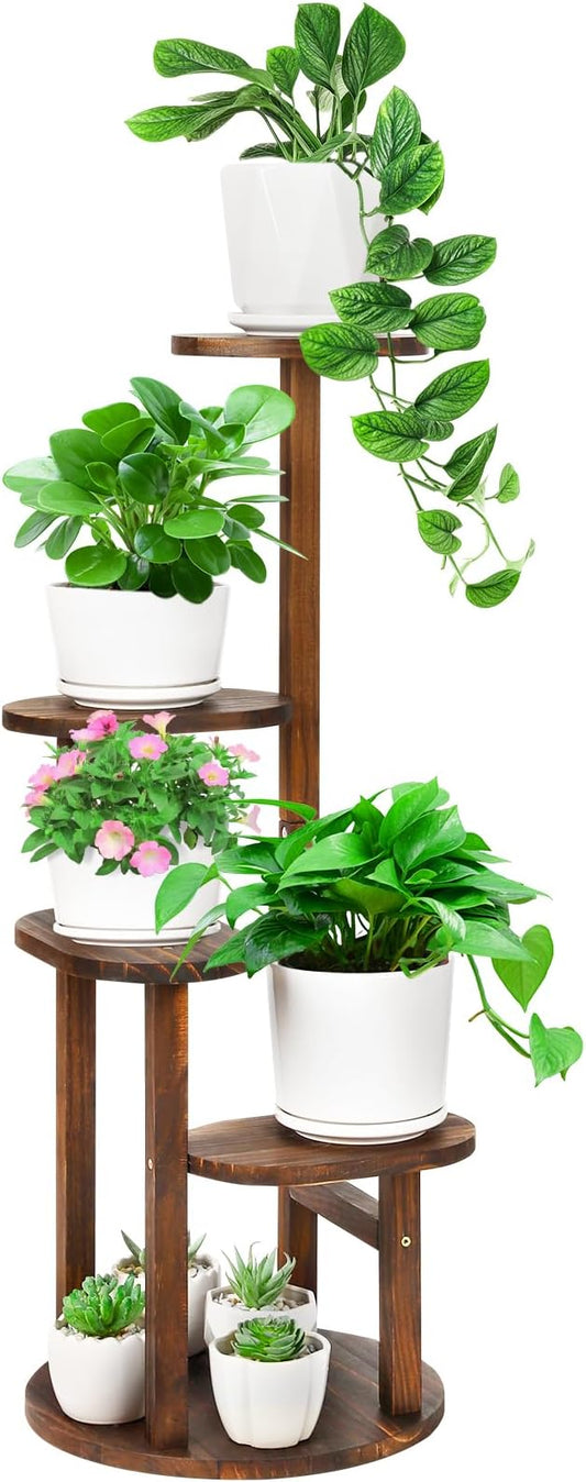 Wooden Plant stand Indoor,4 Tier Oval Plant Shelf Corner Plant Stands for Indoor Plants,Tiered Plant Holder Flower Pot Stand for Balcony Bedroom Patio Office