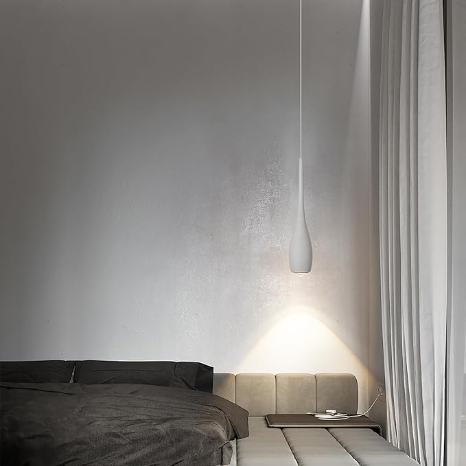 Grey Pendant Light for Kitchen Island, LED Lens Concrete Pendant Light fixtures, Small Modern Industrial Hanging Pendant Light for Over Sink, Bar, Dining Room, Bedside(1-Pack) ﻿