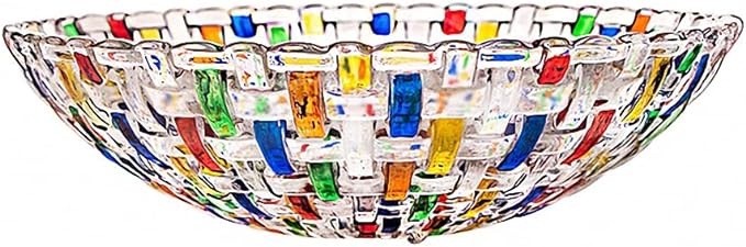 Hand Painted Colorful Woven Glass Crystal Salad & Fruit Bowl Decoration,Centerpiece For Home,Office,Wedding Decor, Fruit, Snack, Dessert, Server