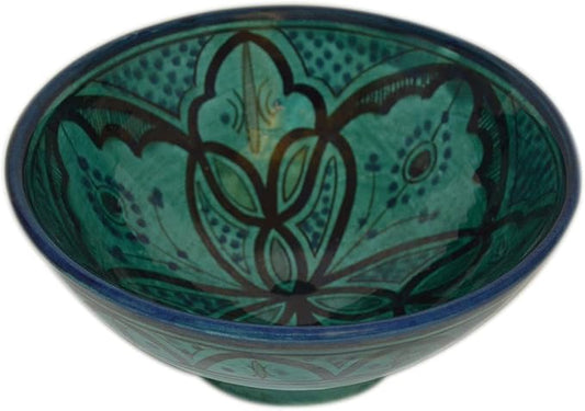 Ceramic Bowls Moroccan Handmade Serving Bowl Aqua 8 inches in Diameter