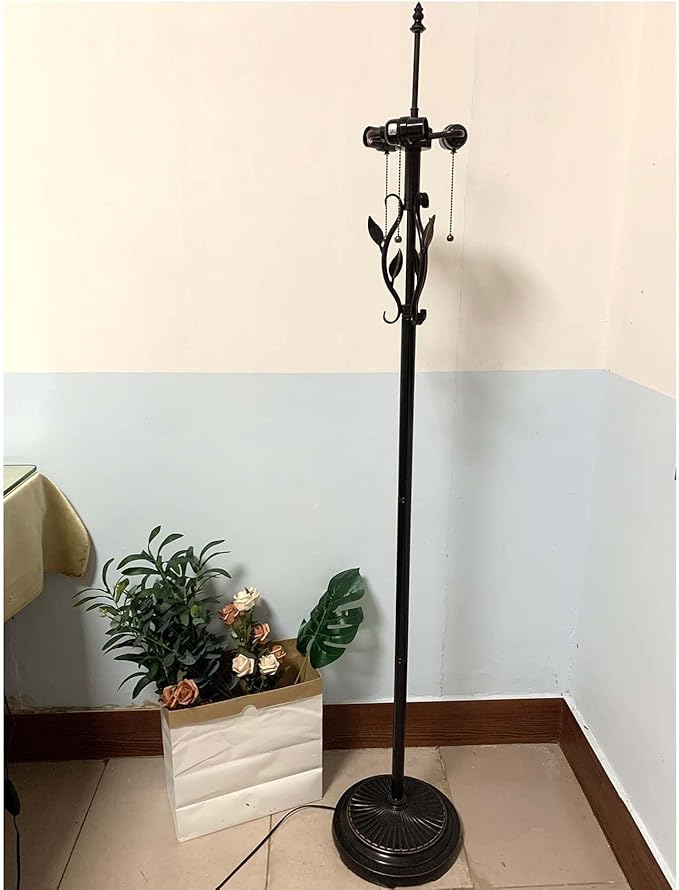 Bieye L10731 Lotus Flower Tiffany Style Stained Glass Floor Lamp with 16-inch Lampshade, 61-inch Tall