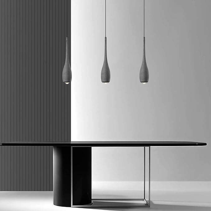 Black Pendant Light for Kitchen Island, LED Lens Concrete Pendant Light fixtures, Small Modern Industrial Hanging Pendant Light for Over Sink, Bar, Dining Room, Bedside(1-Pack)