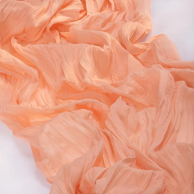 MLMC Peach Pink Cheesecloth Table Runner 10ft Rustic Fall Gauze Coral Cheese Cloth Table Runner 35x120 Inches for Wedding Bridal Baby Shower Thanksgiving Party Decor