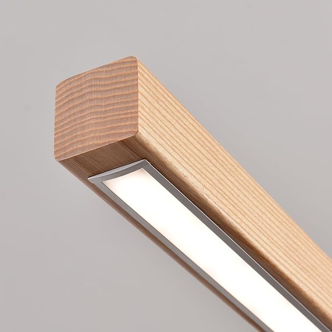 39" Wooden Linear Pendant Light LED Pendant Lights Dimmable Pool Table Island Lights Modern Linear Chandeliers for Dining Room Kitchen Ceiling Pendant Lamp for Kitchen Island Billiard Room Natural