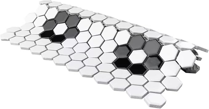 Tenedos Hexagon Glossy White Flower Porcelain Mosaic Tile – Kitchen Backsplash, Bathroom Wall & Shower Floor Tile (5 Sheets)