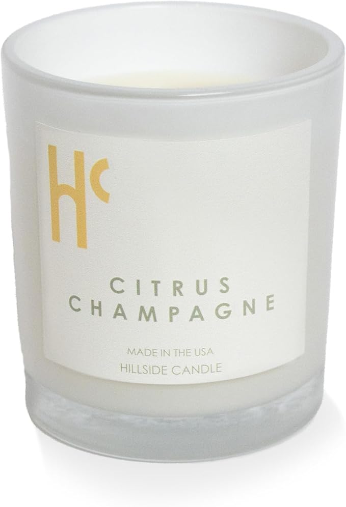 Citrus Champagne Single Wick Soy Candles, Luxury Scented Candles for Home - Up to 60 Hour Burn Time, Cruelty-Free Soy Wax Blend - Citrus Fragrance, Notes of Berries & Jasmine (9 oz)
