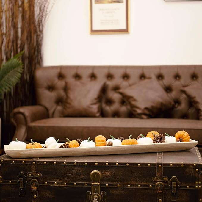 Uziass Wood Dough Bowl, 39.25" Hand Carved Rustic Long Wooden Dough Bowls Farmhouse Decorative Wood Dough Bowl Large Wood Bowls for Dining Table Centerpiece Living Room Home Kitchen Counter Decor