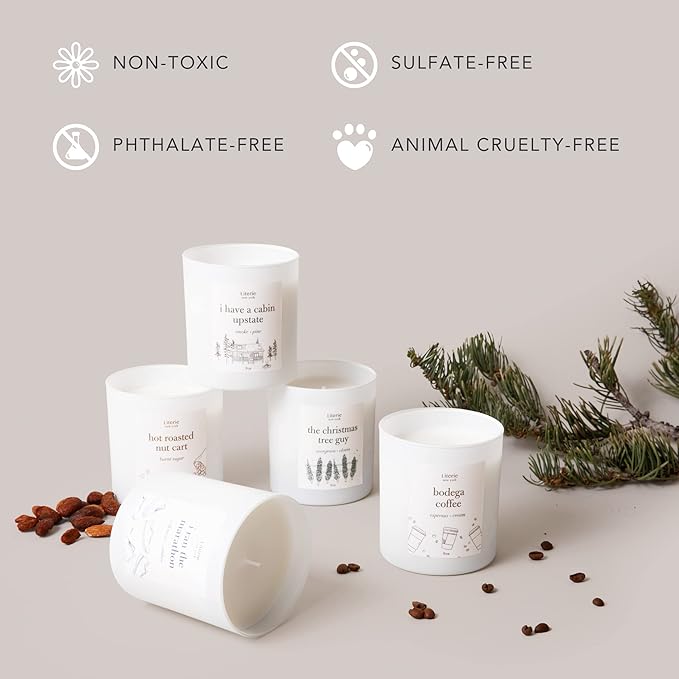 Literie NYC Inspired Scented Candle: The Christmas Tree Guy - Evergreen & Cloves Scent, 9oz, 50 Hour Burn, Vegan Soy & Coconut Blend Candle for Home Decor, Gift for Women & Men