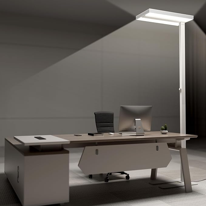 Honeywell 16000LM LED Floor Lamp, 02E Max Sunturalux Eye-Caring Reading Standing Light, 155W Modern Natural Daylight 4000K Dimmable 77" Tall Floor Lamps for Living Room for Kids Study Home Office