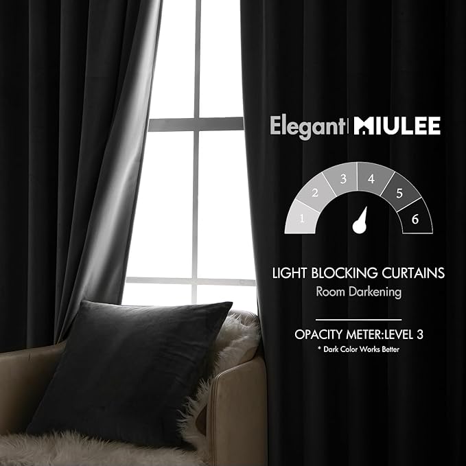MIULEE Grey Velvet Curtains 84 inches 2 Panels - Luxury Blackout Curtains for Bedroom Living Room Thermal Insulated Super Soft Window Drapes Rod Pocket & Back Tab, W52 x L84 inches