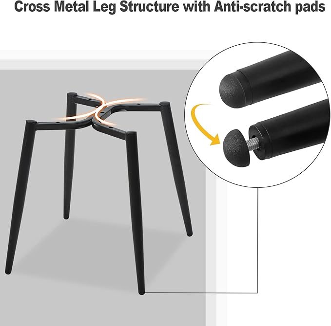 TUKAILAi Faux Leather Dining Chairs Set of 6, Modern Linear Design Kitchen Chairs with Upholstered Seat and Metal Legs, Comfortable Side Chairs for Dining Room Restaurant Commercial (Blue)