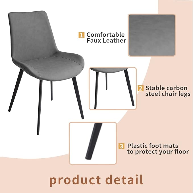 ZckyCine Modern Wooden Dining Table Set 6-Person Extendable 63"-79" Kitchen Table Set with 6 PU Leather Chairs | Space-Saving Expandable Design & Easy Assembly | Dining Room Furniture for Modern Homes