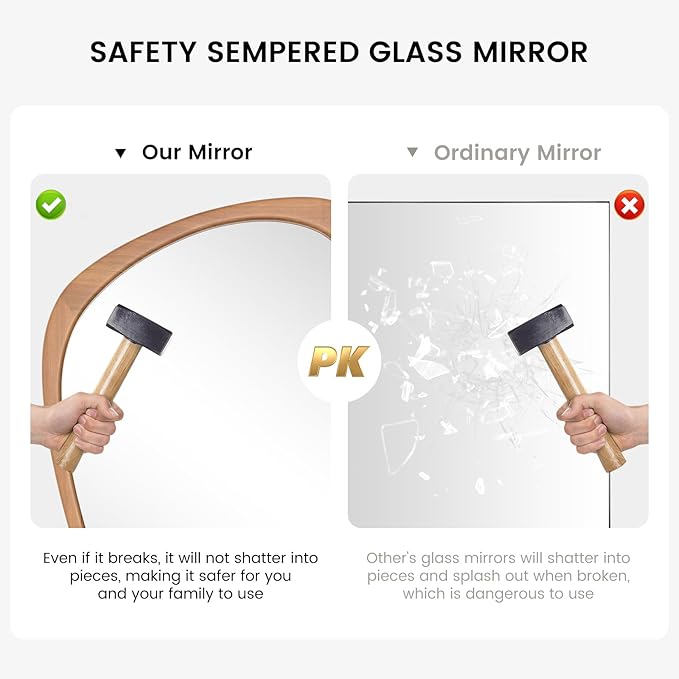 WallBeyond Asymmetrical Mirror, Irregular Wall Mirror, Wall Mirrors Decorative for Bedroom Living Room Entryway Hall, Wood Mirror for mid Century Modern Decor 36" H x 23" W