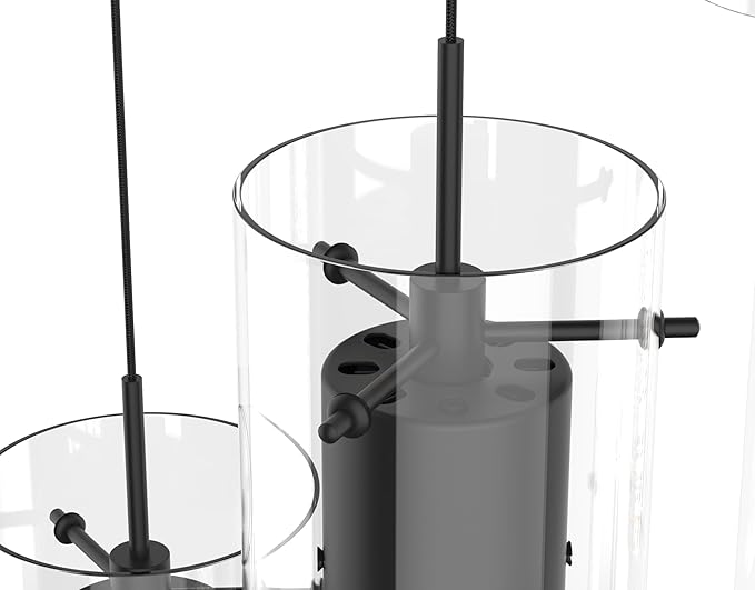 Alice 5-Light Chandelier Pendant Ceiling Light, Integrated Led and Bubble Glass, for Kitchen Island, Hallway, Entryway, Passway, Dining Room, Bedroom, Balcony Living Room (Black)