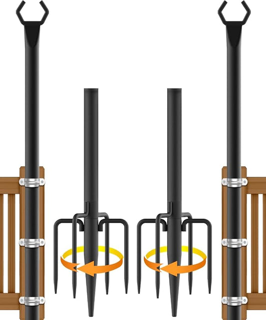 2 Pack String Light Poles,Metal Poles for Hanging Outdoor Light Strings,7 Pack 10 FT Light Poles Stand for Outside Garden,Patio,Wedding,Backyard,Deck,Party