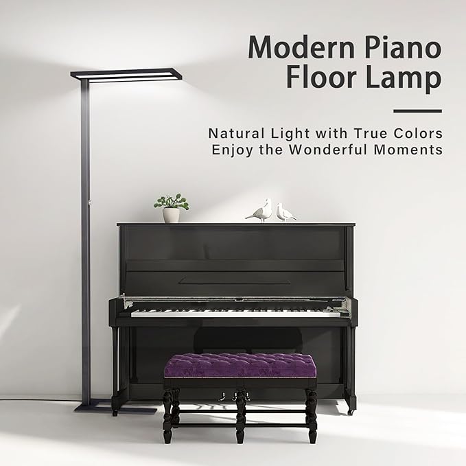 STERREN Eye-Care Led Floor Lamp,76" Tall Office Floor Lamp, 105W Black Modern Free-Standing Lamp,11100LM Bright Reading Lamp for Study Room,Living Room,Meeting Room,4000K