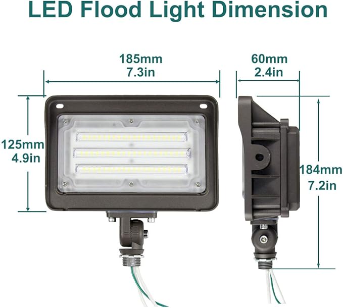 LED Flood Light Outdoor 50W, 6500LM (200W HPS/MH Equiv.) 5000K Daylight, Waterproof Knuckle Mount LED Outdoor Flood Lights for Garden Porch Yard, 100-277V ETL Listed