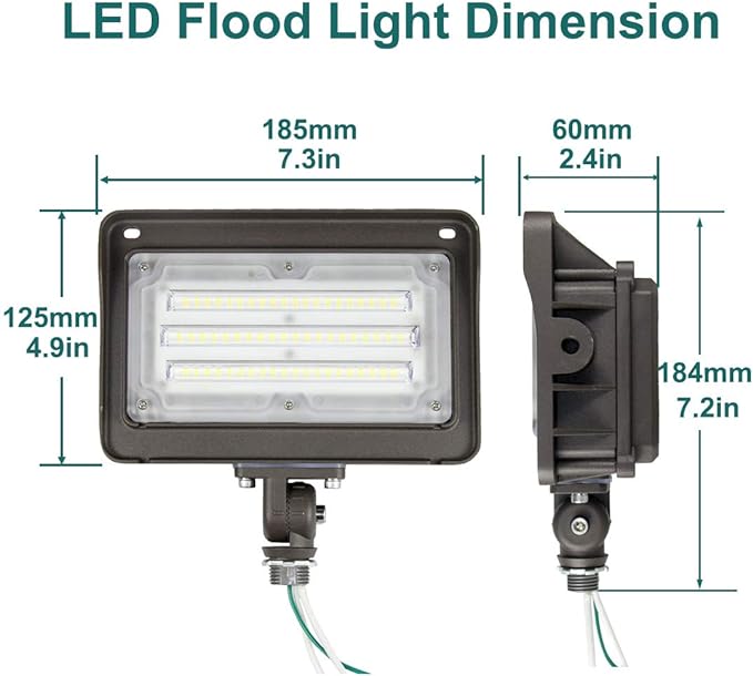 50 Watt LED Flood Lights, 6500lm Replaces 400W Incandescent, 5000K Daylight LED Flood Light Outdoor Waterproof for Yard, Patio, House Exterior, ETL Listed (4 Pack)