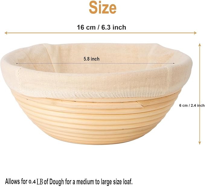 Banneton Bread Proofing Basket Set of 4PCS 6 Inch Round Sourdough Dough Proofing Bowls for Sour Dough Bread Baking Supplies, Proofing Basket or Home Sourdough Bakers Baking