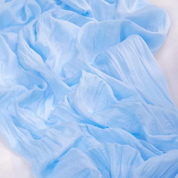 MLMC 3 Pack Light Blue Cheesecloth Table Runner Baby Blue Table Runner 10ft Sheer Rustic Cheese Cloth Baby Shower Decorations 35x120 Inches for Fall Birthday Gender Reveal Baby Shower Wedding Decor