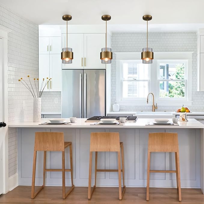 Modern Pendant Light Fixtures Brass Hanging Light for Kitchen Island