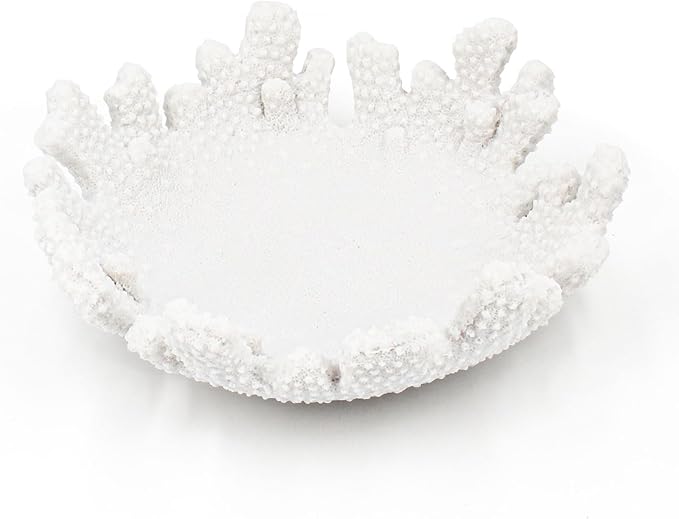 Accessoryway White Coral Textured Decorative Bowl,9.45" Medium Resin Decorative Centerpiece Bowl for Coastal Beach theme house table centerpiece decorations & Nautical decorations for coffee table