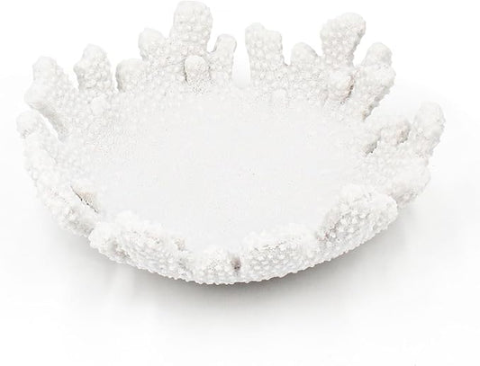 Accessoryway White Coral Textured Decorative Bowl,9.45" Medium Resin Decorative Centerpiece Bowl for Coastal Beach theme house table centerpiece decorations & Nautical decorations for coffee table