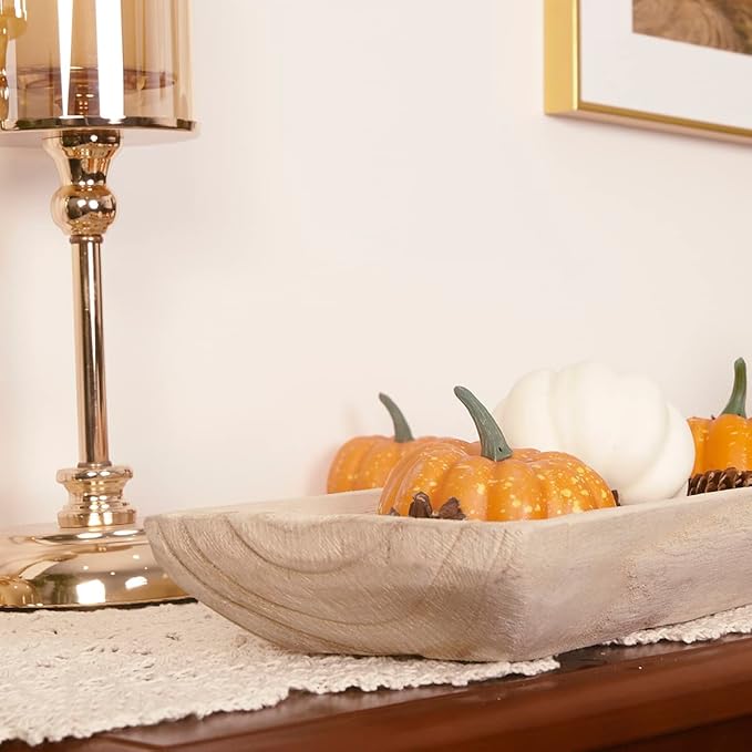 Uziass Wood Dough Bowl, 39.25" Hand Carved Rustic Long Wooden Dough Bowls Farmhouse Decorative Wood Dough Bowl Large Wood Bowls for Dining Table Centerpiece Living Room Home Kitchen Counter Decor