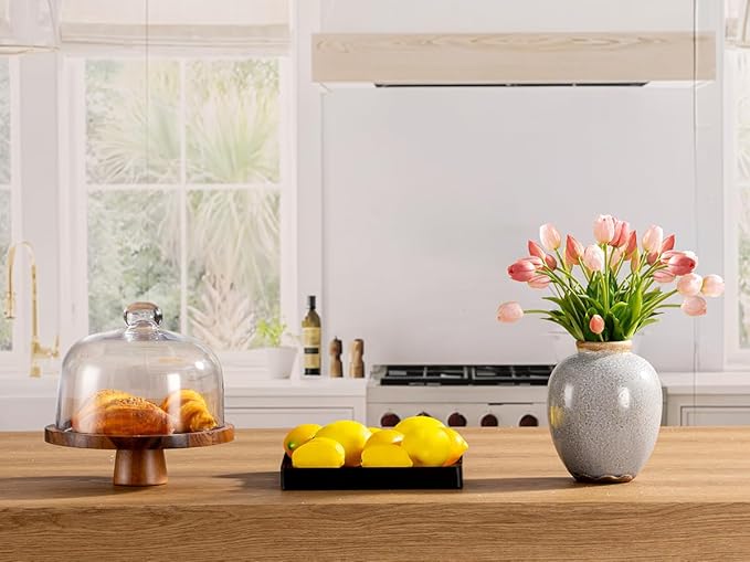 Ceramic Vintage Vase, Flower Rustic Vase Decorative Chinoiserie Decor Rustic Farmhouse Retro Floral Vases for Table Bookshelf Mantel Kitchen Living Room Office - 7.8inch Gray