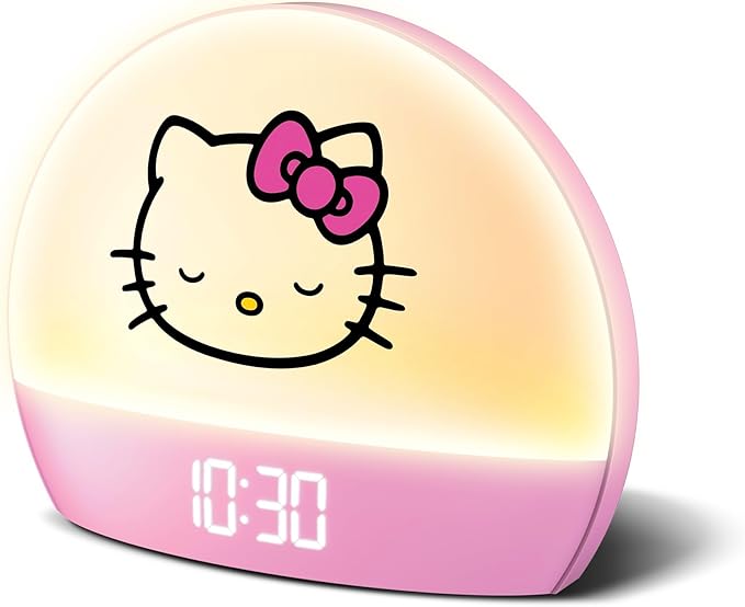 Hello Kitty Sunrise Alarm Clock - Multicolor Lights, USB Charging, LED Display, and Snooze Function