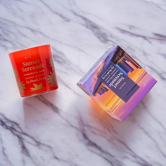 ROMIIE ZOI Marine Mirage Scented Candle - Sunset Serenade - 6oz Soy Wax Candle for Home Scented, Stress Relief Candle Gifts for Women/Men