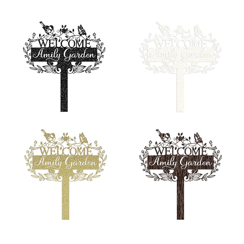 Custom Metal Garden Sign | Customized Butterfly Bird Garden Name Sign | Personalized Garden Signs | Metal Yard Sign Stakes | Personalized Metal Signs for Outdoors | Metal Signs Customized