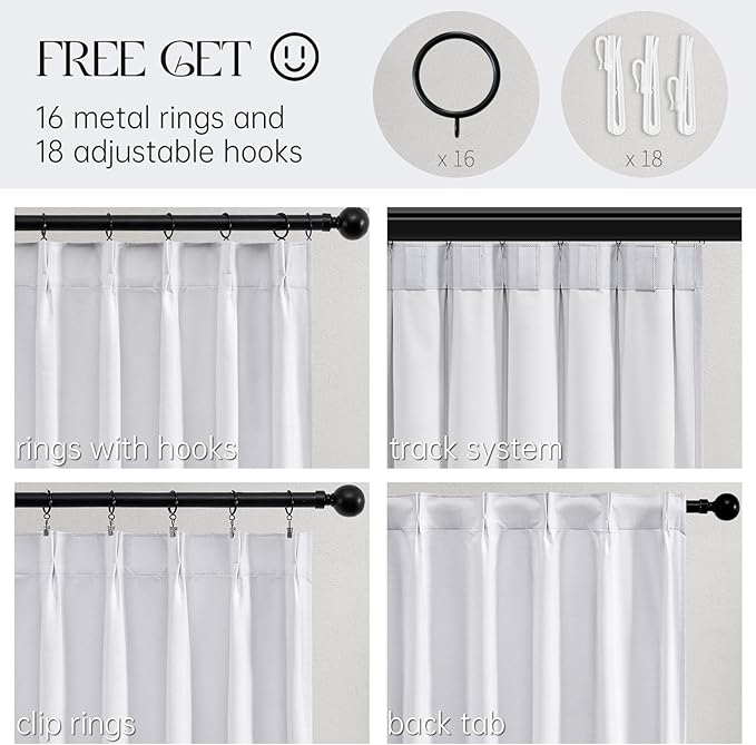 Topfinel 120 Inches Long Extra Long White Linen Curtains for Living Room,100 Percent Blackout Floor to Ceiling Pinched Pleated Boho Insulating Drapes 2 Panels for Track System,10 FT Bay Window