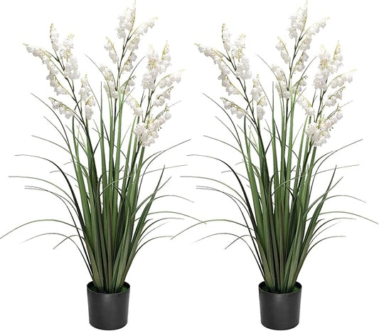 Fake Plants Home Decor Fake Flowers Artificial Plants Outdoor Tall Grass Plant Artificial Pampas Grass Decor Artificial Plants Indoor Fake Grass Living Room Decor Artificial Grass 36“2PCS White