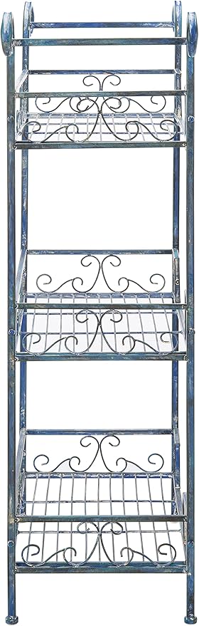 Safavieh PAT5006C-Outdoor Collection Noreen Victorian Antique 3-Tier Shelf, Mossy Blue