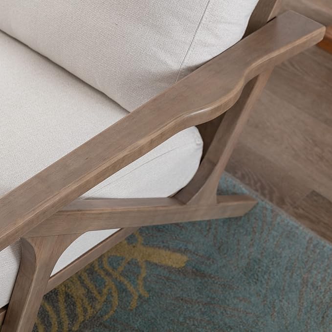 ZHENGHAO Accent Chair with Ottoman, Mid Century Modern Lounge Chair with footrest, Comfy Fabric Armchair Upholstered Living Room Chair for Reading/Bedroom/Small Space, White