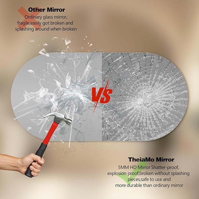 48"x24" Frameless Mirror Wall Mirror, Modern Oval Bathroom Mirror with Polished Edge, Hang Horizontally or Vertically, for Bedroom Bathroom Livingroom Gym Entryway and More